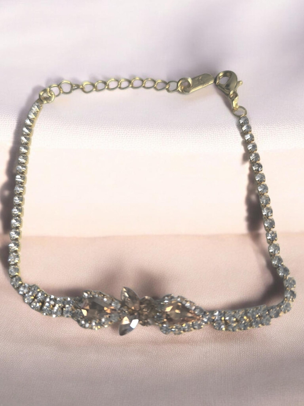 Gold-Tone Crystal Bracelet with Champagne Accent